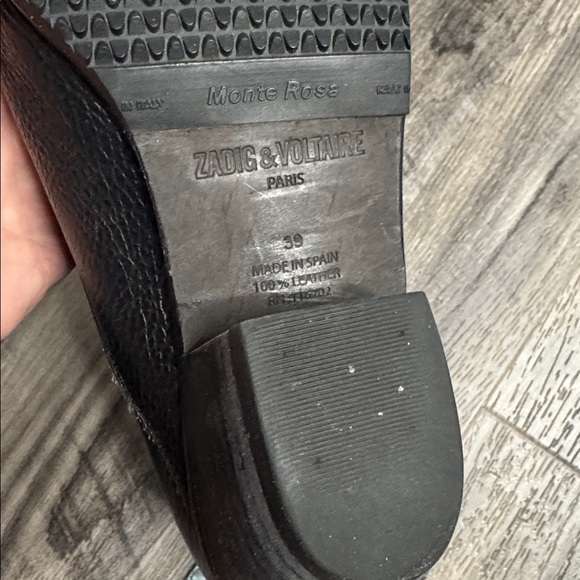 Zadig & Voltaire Tyler Grained Vintage Western Ankle Boot Black Calf Leather 8.5 - Picture 8 of 8